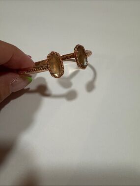 Kendra Scott Rose Gold-Tone Citrine Glass Open Cuff Bracelet